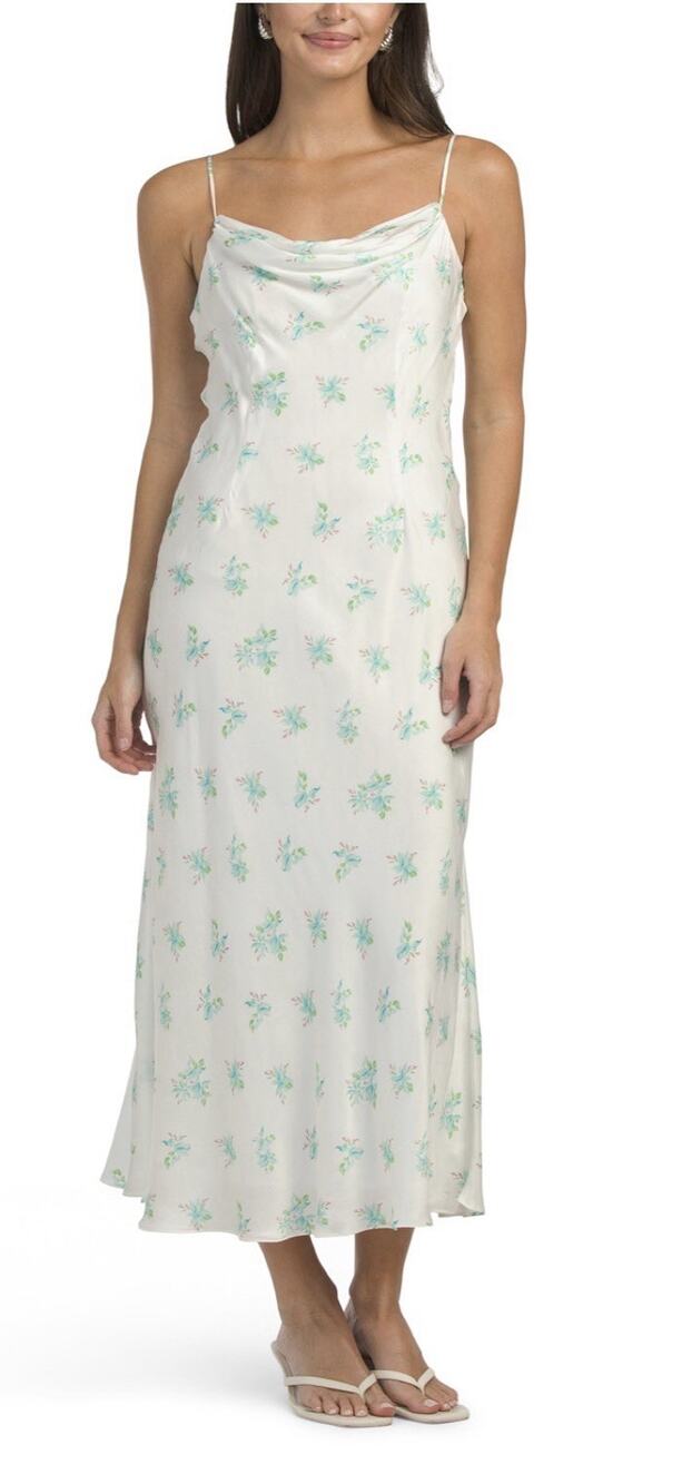 NWT French Connection Anna Fleur Floral Cowl Neck Satin Maxi Slip Dress Size 6 - Picture 1 of 13
